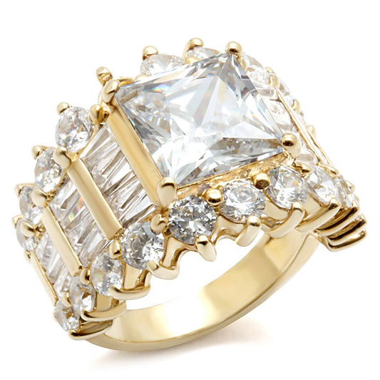 MALOS481 - Gold 925 Sterling Silver Ring with AAA Grade CZ  in Clear