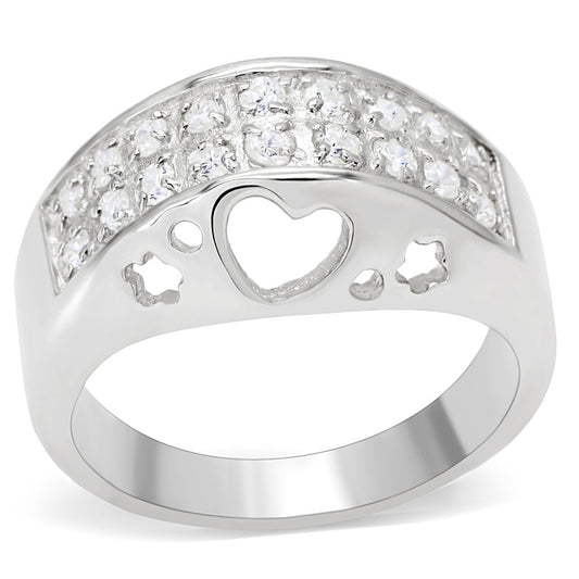 MALOS506 - Silver 925 Sterling Silver Ring with AAA Grade CZ  in Clear