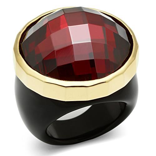MALOS525 - Gold 925 Sterling Silver Ring with AAA Grade CZ  in Garnet