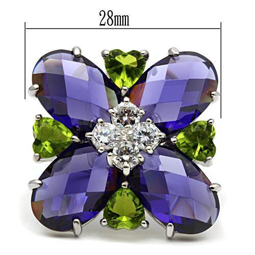 MAFlynn Cocktail Ring - 925 Sterling Silver, AAA CZ , Multi Color - LOS534