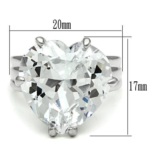 MALOS543 - Silver 925 Sterling Silver Ring with AAA Grade CZ  in Clear