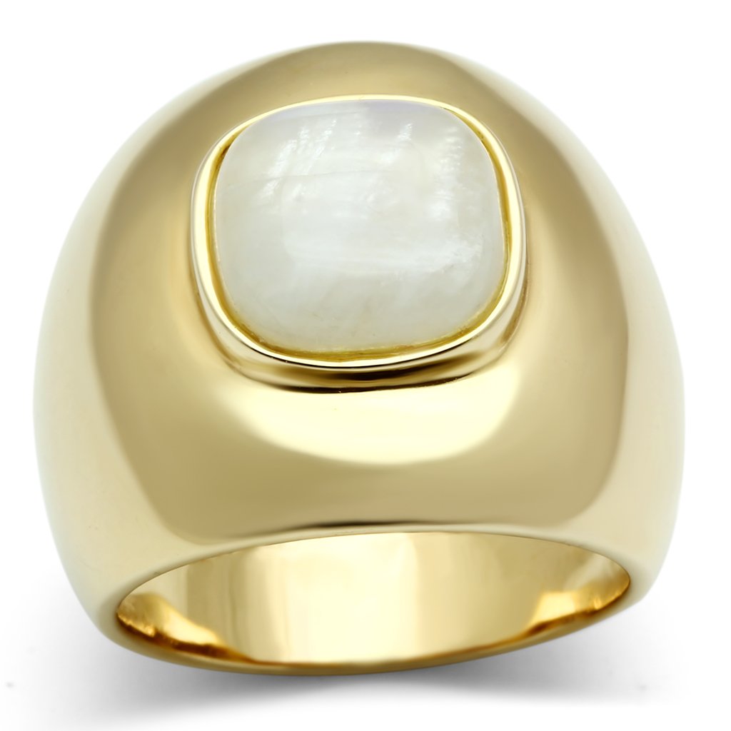 MALOS544 - Gold 925 Sterling Silver Ring with Semi-Precious Moon Stone in White
