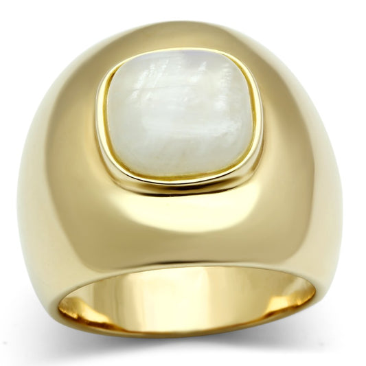 MALOS544 - Gold 925 Sterling Silver Ring with Semi-Precious Moon Stone in White