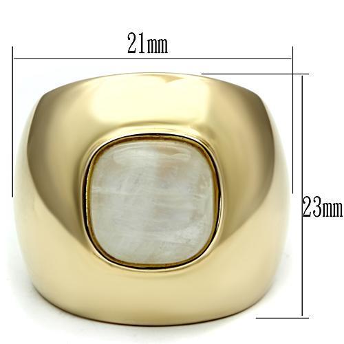 MALOS544 - Gold 925 Sterling Silver Ring with Semi-Precious Moon Stone in White