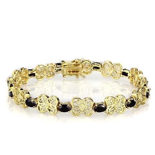 MALOS602 - Gold 925 Sterling Silver Bracelet with AAA Grade CZ  in Jet