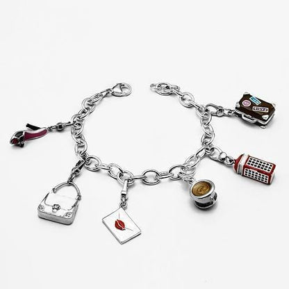 MALOS606 - Silver 925 Sterling Silver Bracelet with Epoxy  in Multi Color