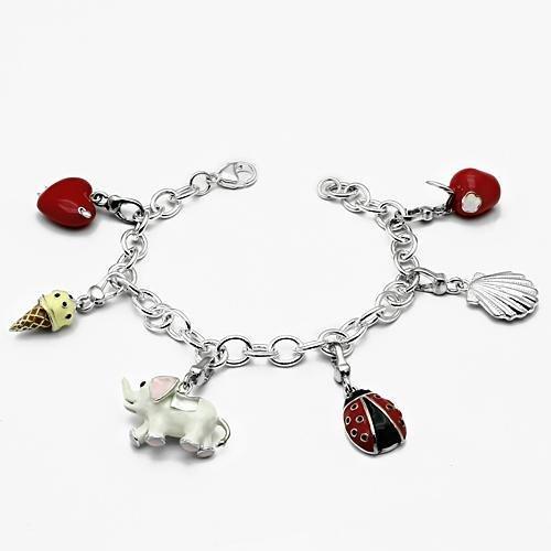 MALOS607 - Silver 925 Sterling Silver Bracelet with Epoxy  in Multi Color