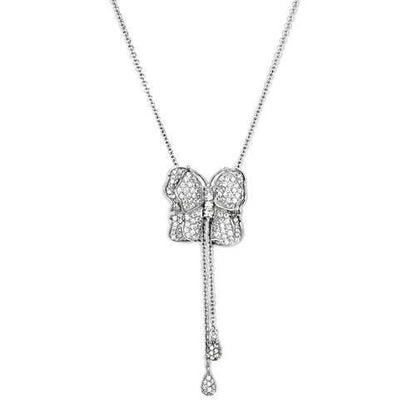 MALOS608 - Silver 925 Sterling Silver Necklace with AAA Grade CZ  in Clear