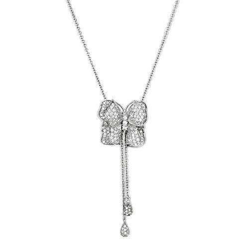 MALOS608 - Silver 925 Sterling Silver Necklace with AAA Grade CZ  in Clear