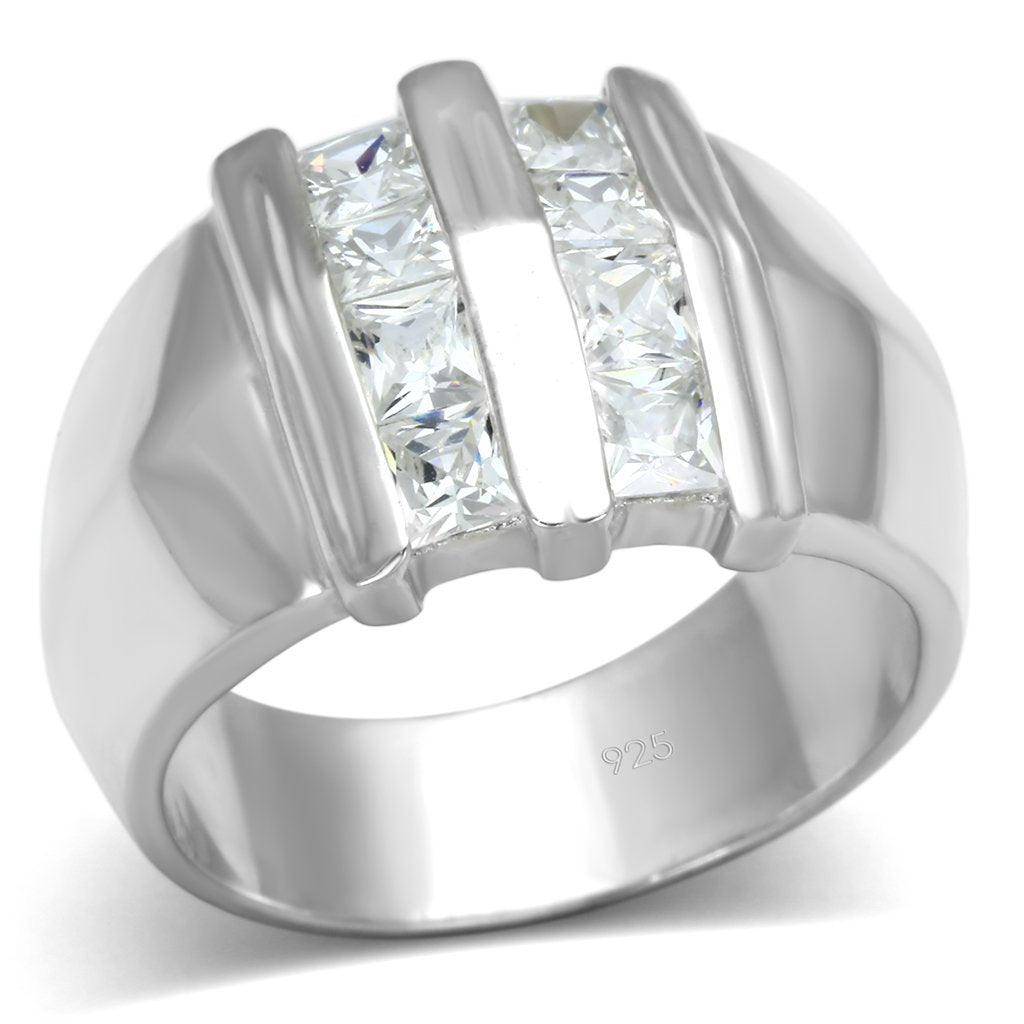 MALOS623 - Silver 925 Sterling Silver Ring with AAA Grade CZ  in Clear