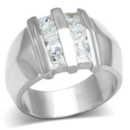 MALOS623 - Silver 925 Sterling Silver Ring with AAA Grade CZ  in Clear