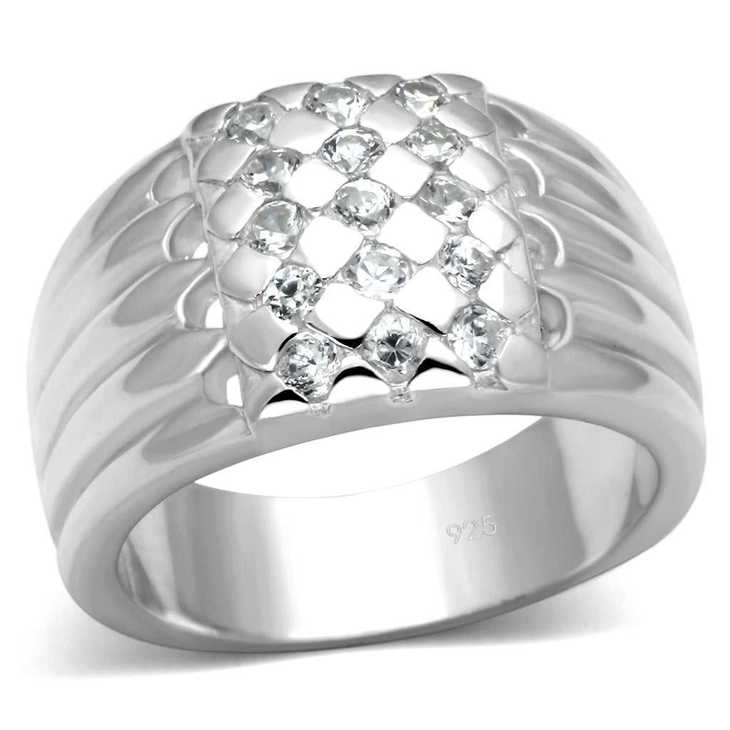 MALOS639 - Silver 925 Sterling Silver Ring with AAA Grade CZ  in Clear