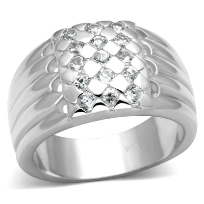 MALOS639 - Silver 925 Sterling Silver Ring with AAA Grade CZ  in Clear
