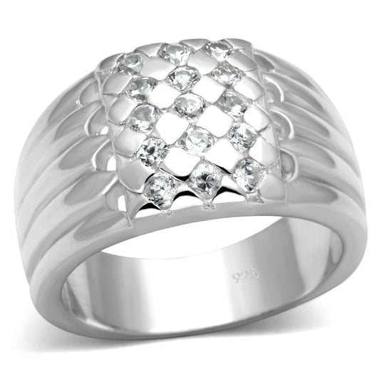 MALOS639 - Silver 925 Sterling Silver Ring with AAA Grade CZ  in Clear