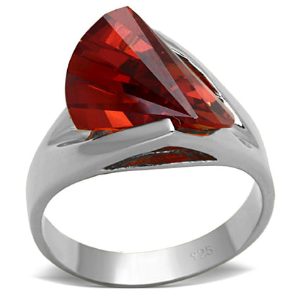 MALOS640 - Silver 925 Sterling Silver Ring with AAA Grade CZ  in Garnet