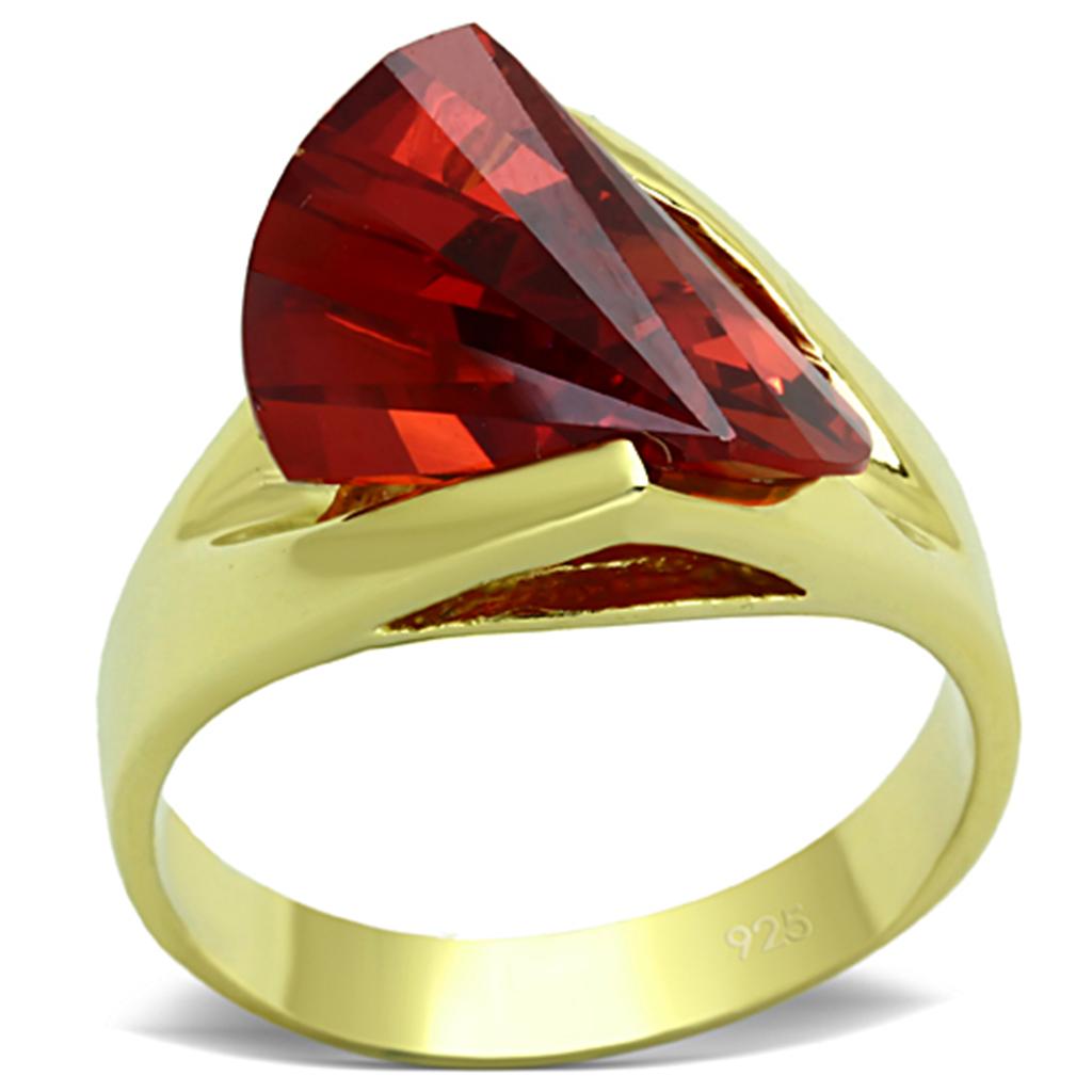 MALOS641 - Gold 925 Sterling Silver Ring with AAA Grade CZ  in Garnet