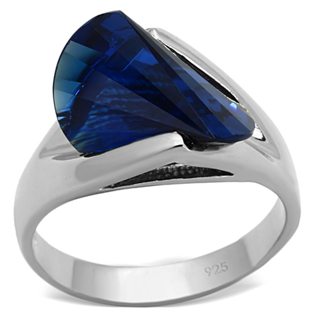 MALOS642 - Silver 925 Sterling Silver Ring with Synthetic Synthetic Glass in Montana