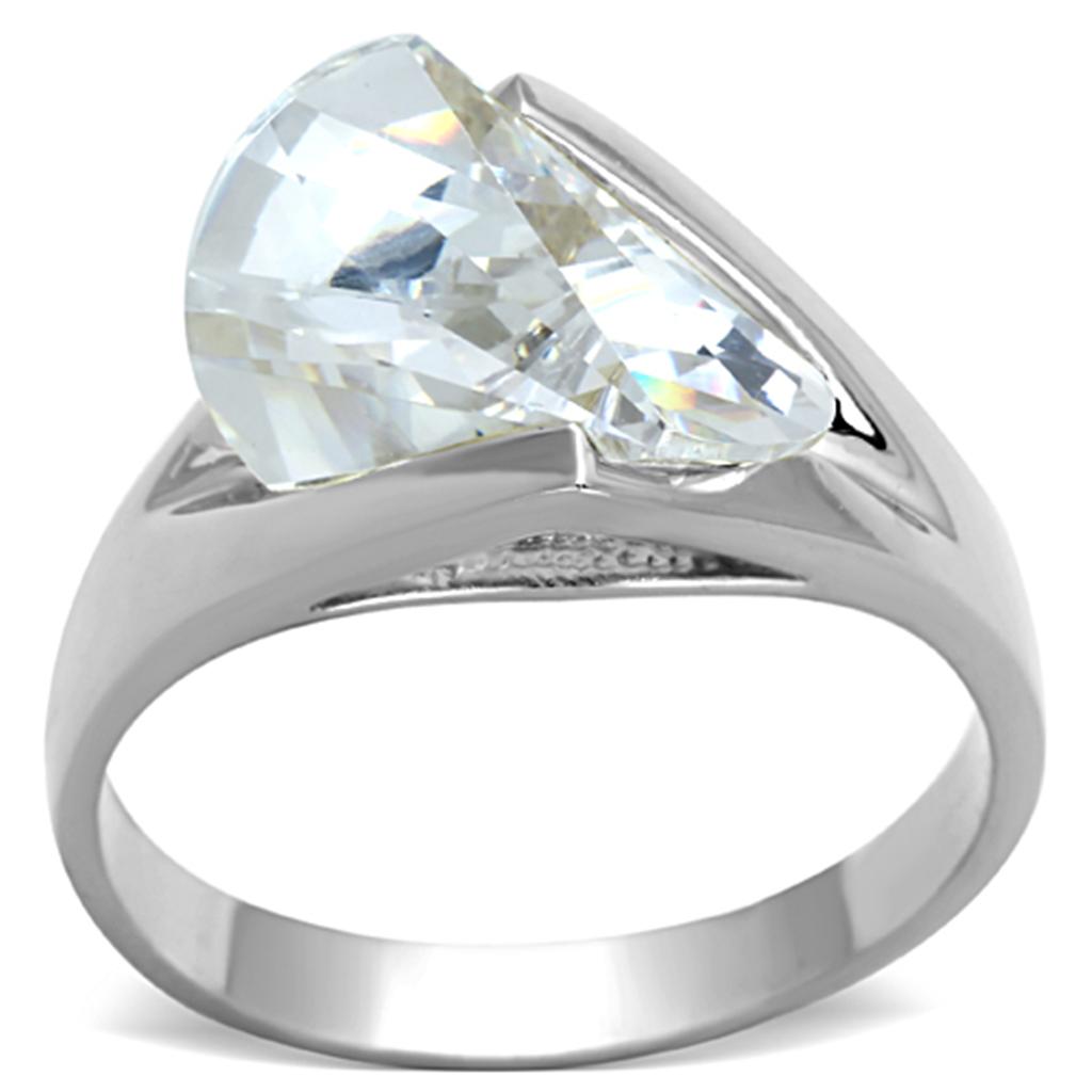 MALOS650 - Silver 925 Sterling Silver Ring with AAA Grade CZ  in Clear