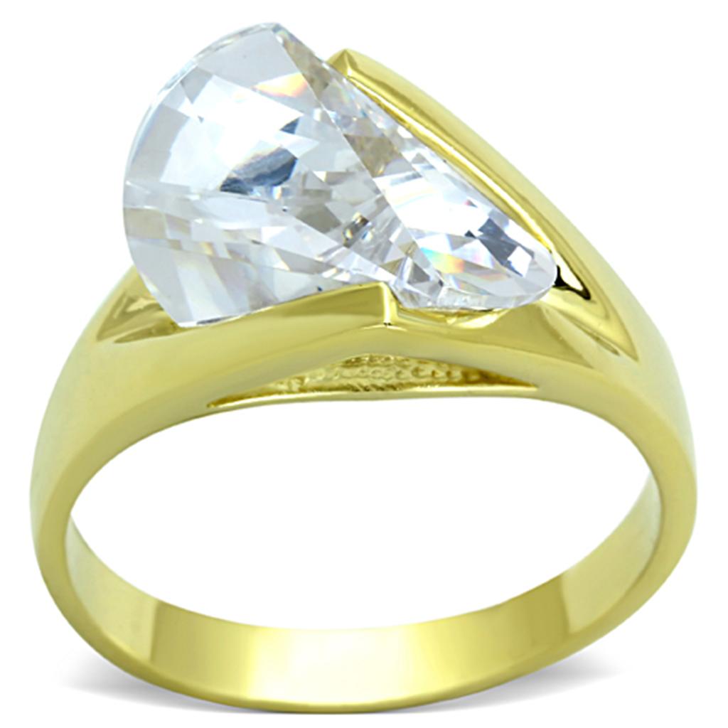 MALOS651 - Gold 925 Sterling Silver Ring with AAA Grade CZ  in Clear