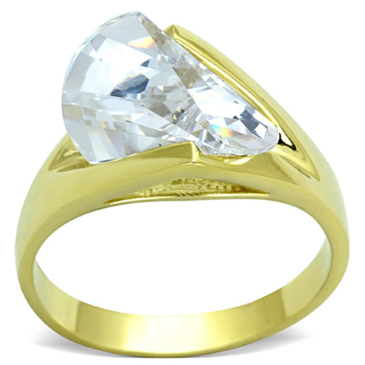 MALOS651 - Gold 925 Sterling Silver Ring with AAA Grade CZ  in Clear