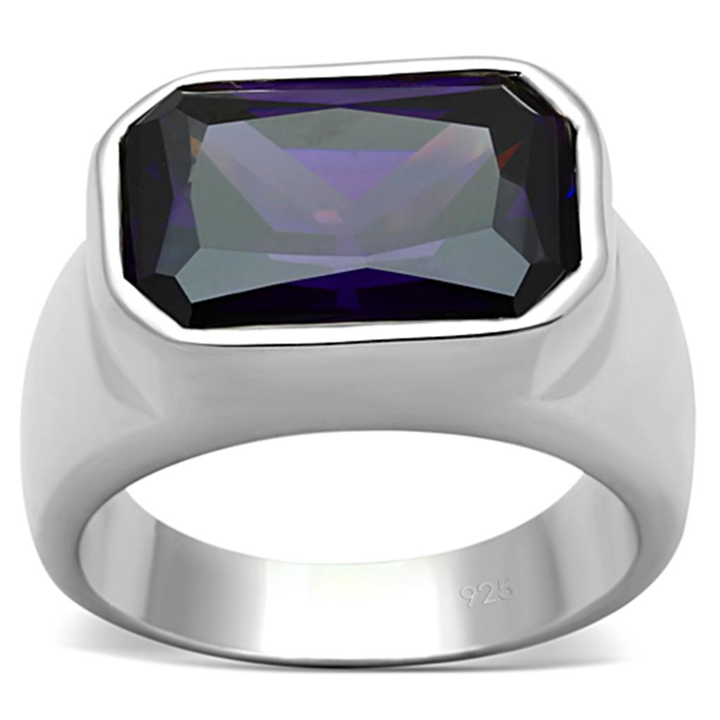 MALOS672 - Silver 925 Sterling Silver Ring with AAA Grade CZ  in Amethyst