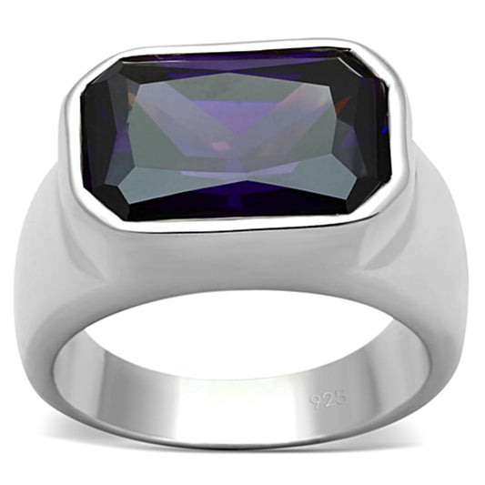 MALOS672 - Silver 925 Sterling Silver Ring with AAA Grade CZ  in Amethyst