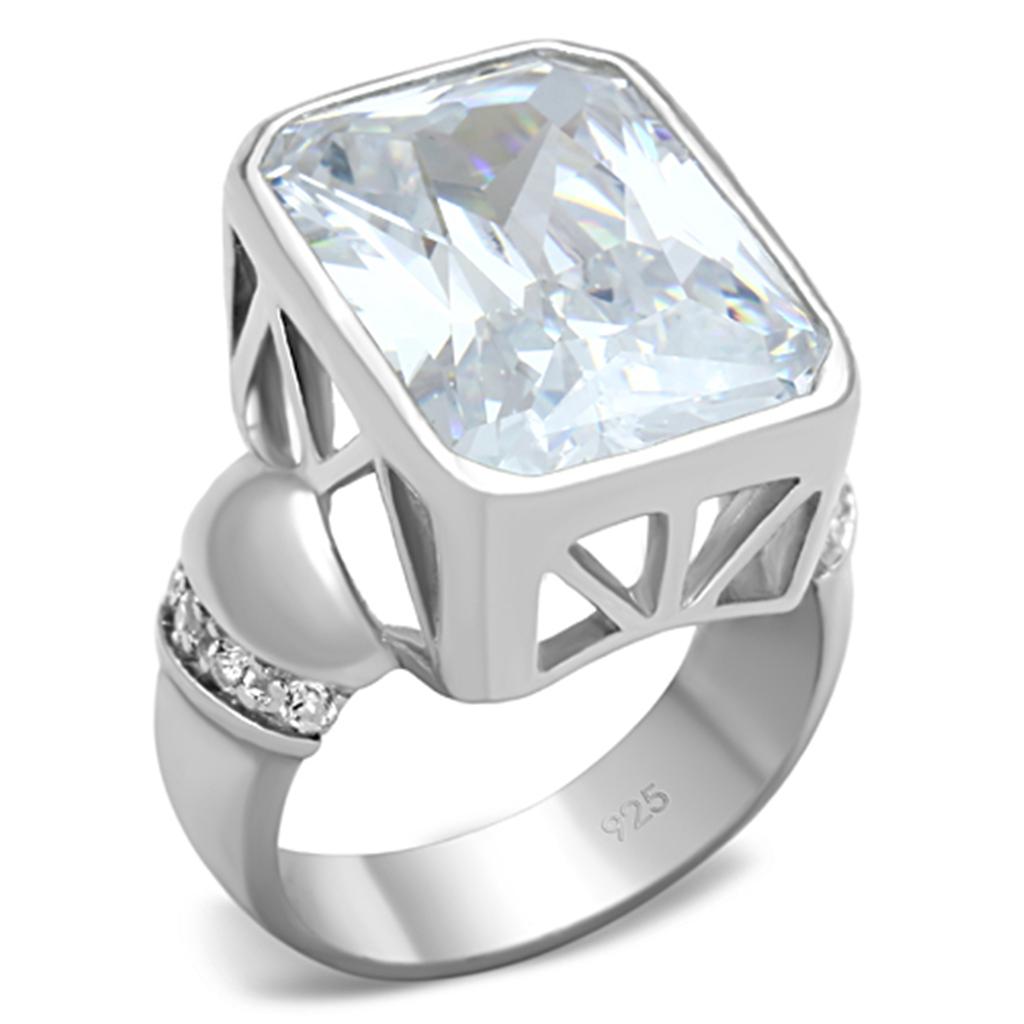 MALOS678 - Silver 925 Sterling Silver Ring with AAA Grade CZ  in Clear