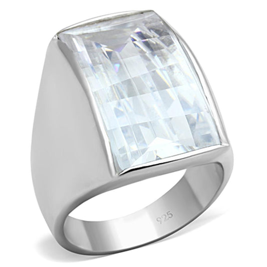MALOS690 - Silver 925 Sterling Silver Ring with AAA Grade CZ  in Clear