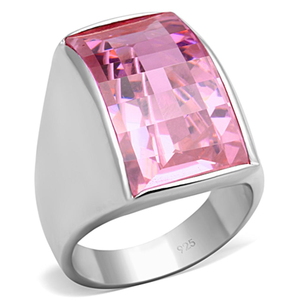 MALOS695 - Silver 925 Sterling Silver Ring with AAA Grade CZ  in Rose
