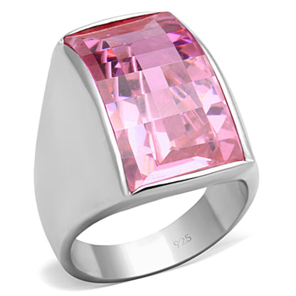MALOS695 - Silver 925 Sterling Silver Ring with AAA Grade CZ  in Rose
