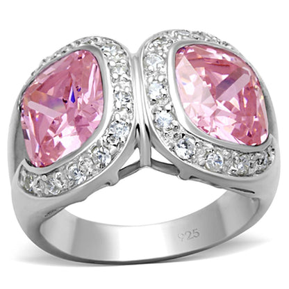MALOS697 - Silver 925 Sterling Silver Ring with AAA Grade CZ  in Rose