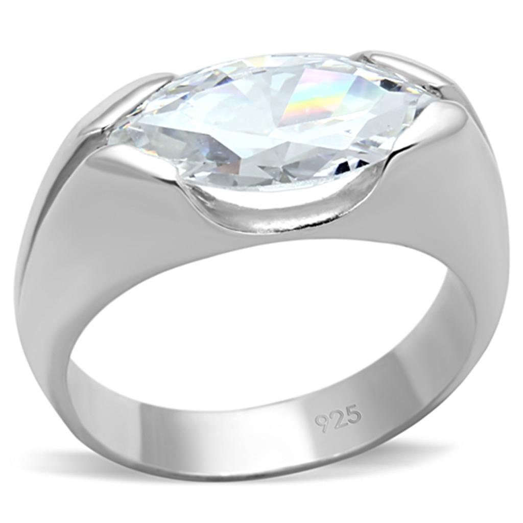 MALOS704 - Silver 925 Sterling Silver Ring with AAA Grade CZ  in Clear