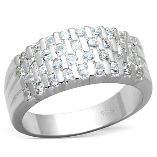 MALOS707 - Silver 925 Sterling Silver Ring with AAA Grade CZ  in Clear