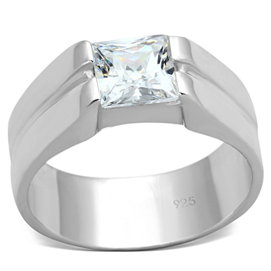 MALOS708 - Silver 925 Sterling Silver Ring with AAA Grade CZ  in Clear