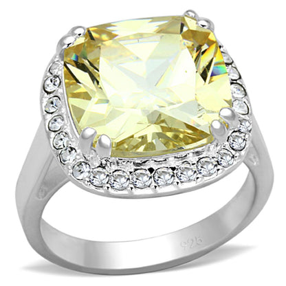 MALOS718 - Silver 925 Sterling Silver Ring with AAA Grade CZ  in Citrine Yellow