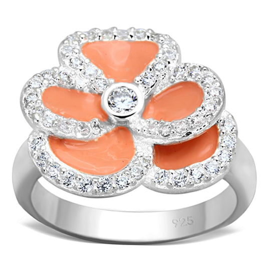 MALOS725 - Silver 925 Sterling Silver Ring with AAA Grade CZ  in Clear