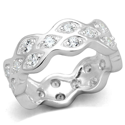 MALOS727 - Rhodium 925 Sterling Silver Ring with AAA Grade CZ  in Clear