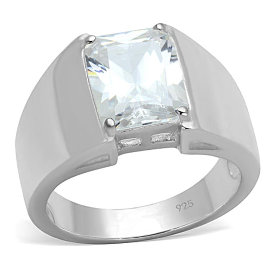 MALOS741 - Silver 925 Sterling Silver Ring with AAA Grade CZ  in Clear