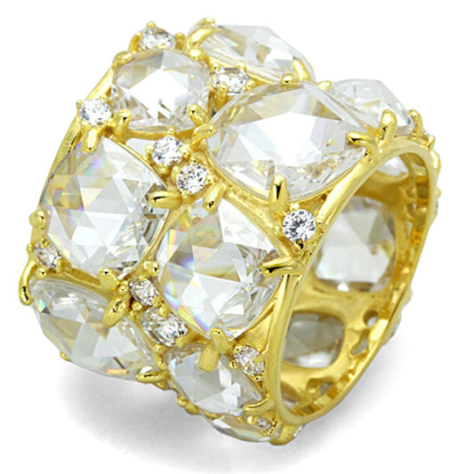 MALOS765 - Gold 925 Sterling Silver Ring with AAA Grade CZ  in Clear