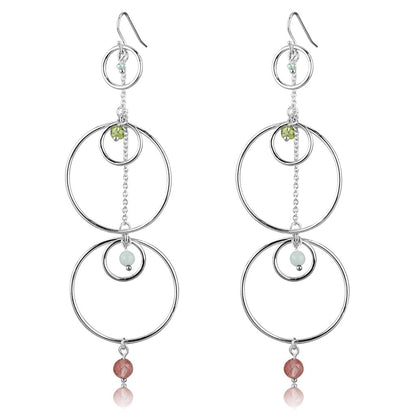 MALOS789 - Silver 925 Sterling Silver Earrings with Synthetic Jade in Multi Color