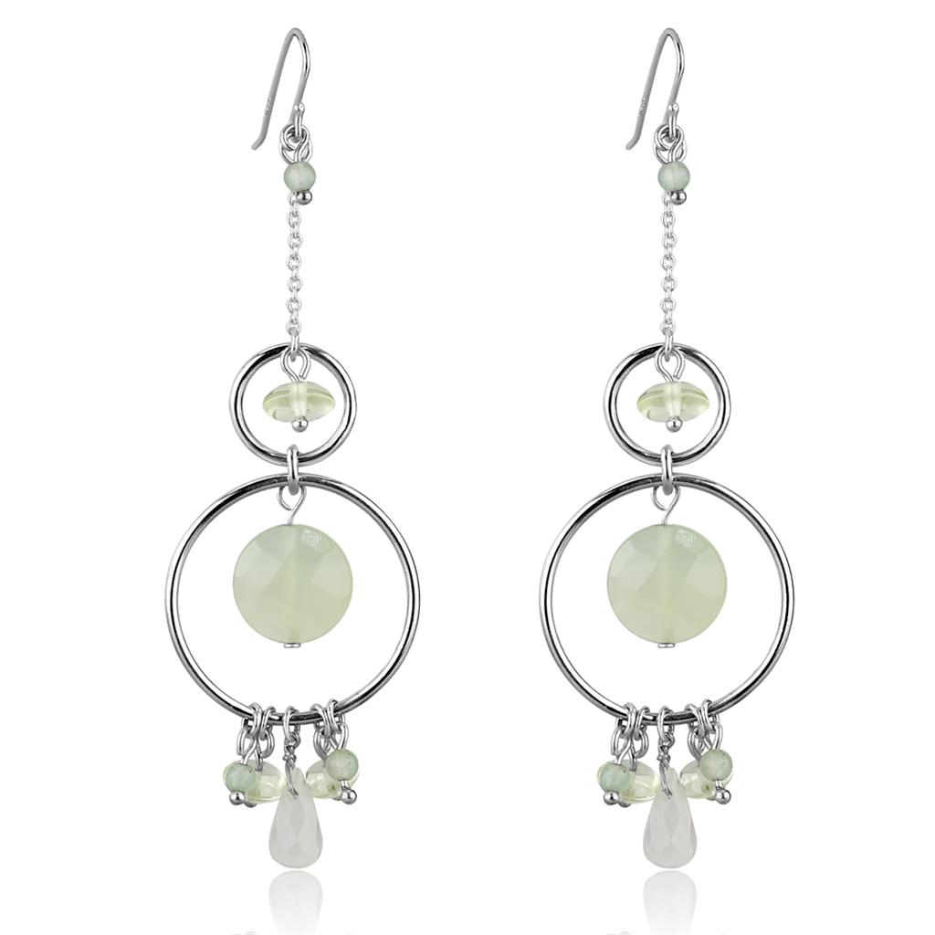 MALOS791 - Silver 925 Sterling Silver Earrings with Synthetic Jade in Multi Color