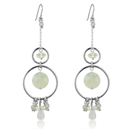 MALOS791 - Silver 925 Sterling Silver Earrings with Synthetic Jade in Multi Color