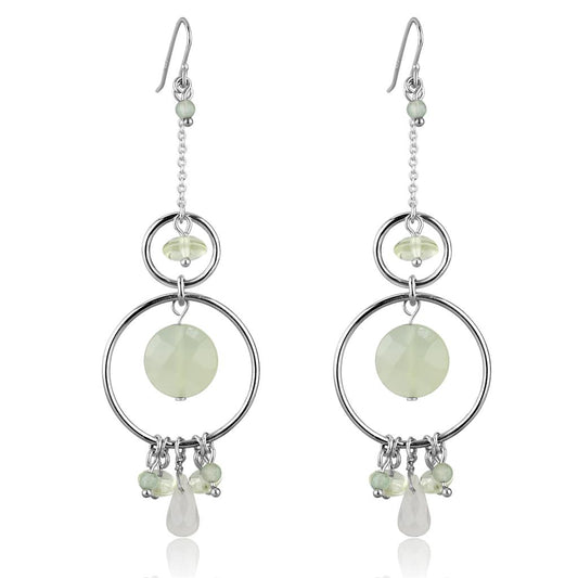 MALOS791 - Silver 925 Sterling Silver Earrings with Synthetic Jade in Multi Color