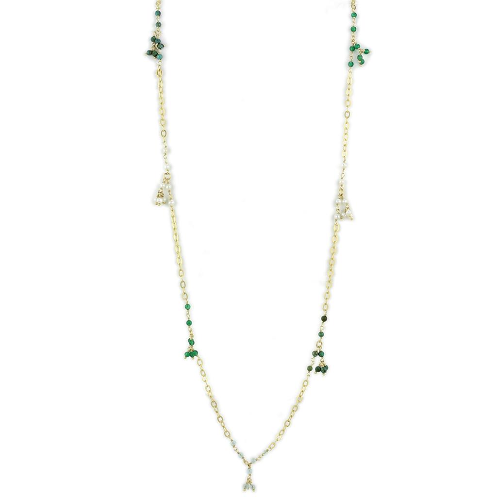 MALOS793 - Matte Gold 925 Sterling Silver Necklace with Synthetic Turquoise in Multi Color