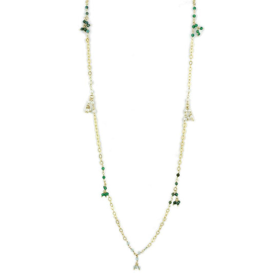 MALOS793 - Matte Gold 925 Sterling Silver Necklace with Synthetic Turquoise in Multi Color