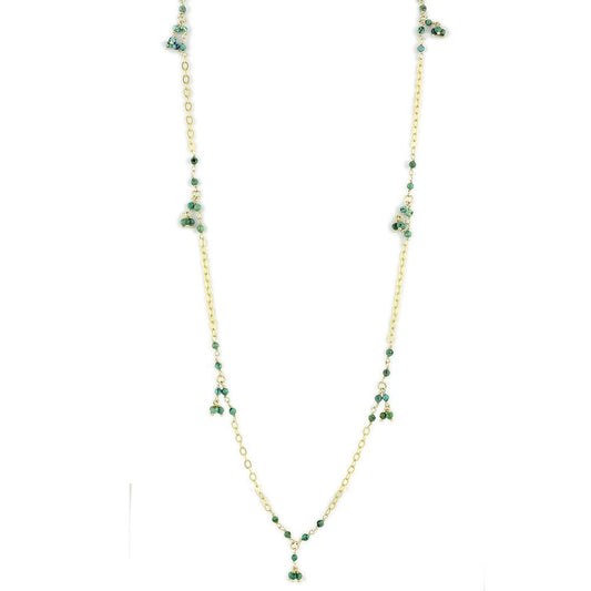 MALOS794 - Matte Gold 925 Sterling Silver Necklace with Semi-Precious Turquoise in Emerald