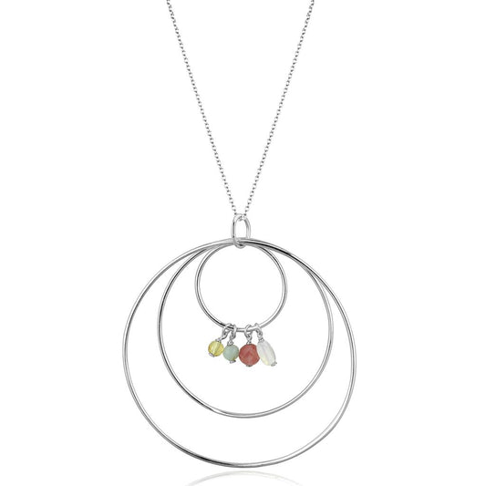 MALOS795 - Silver 925 Sterling Silver Necklace with Synthetic Jade in Multi Color