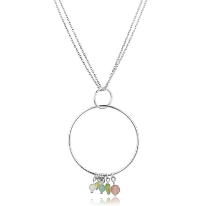 MALOS796 - Silver 925 Sterling Silver Necklace with Synthetic Glass Bead in Multi Color