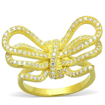 MALOS809 - Gold 925 Sterling Silver Ring with AAA Grade CZ  in Clear