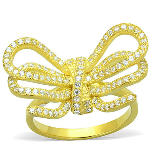 MALOS809 - Gold 925 Sterling Silver Ring with AAA Grade CZ  in Clear